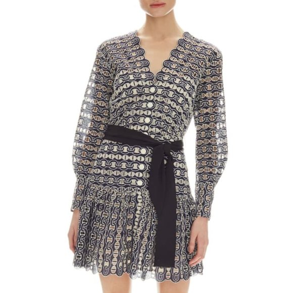 SANDRO Chain-Link Rolly Eyelet Lace Dress - Picture 12 of 12